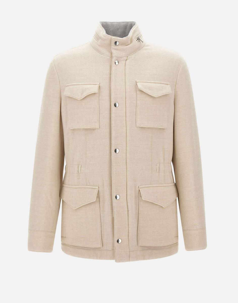 ELEVENTY Silk Hooded Jacket In Beige Product Image