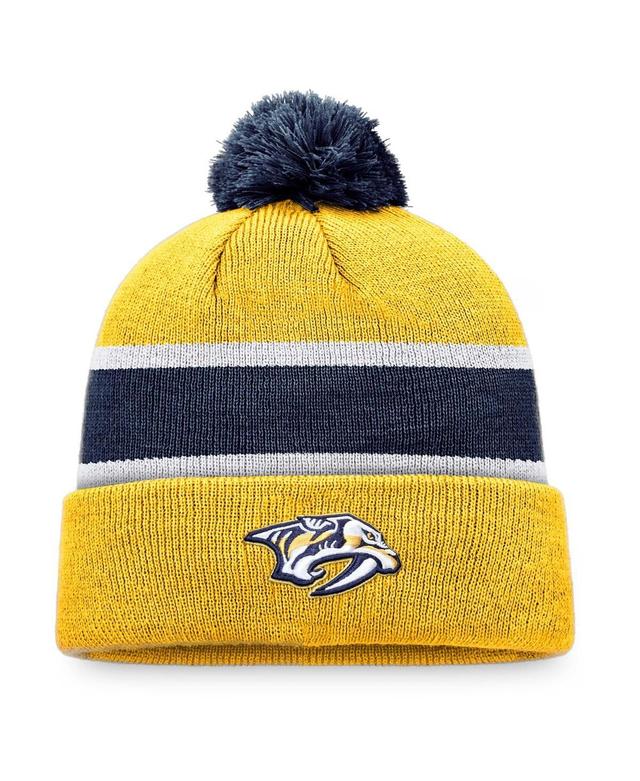 Mens Fanatics Gold Nashville Predators Breakaway Cuffed Knit Hat with Pom - Gold Product Image