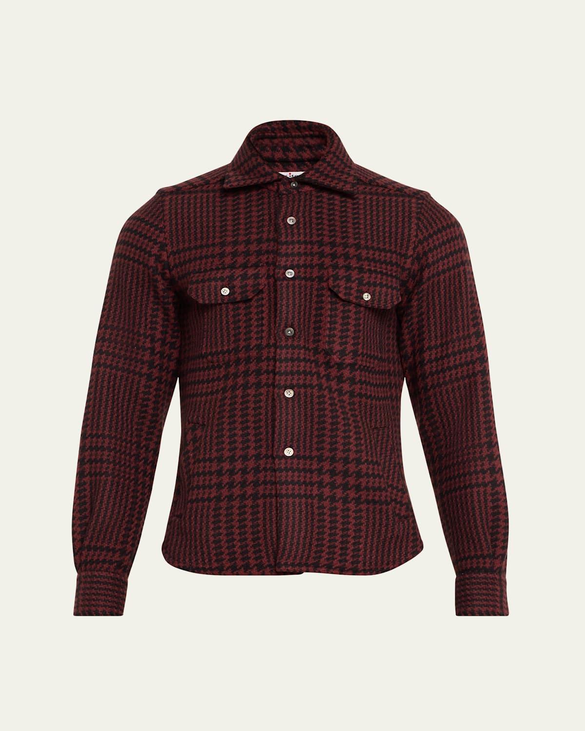 Mens Bordeaux Cashmere Plaid Shirt Jacket Product Image