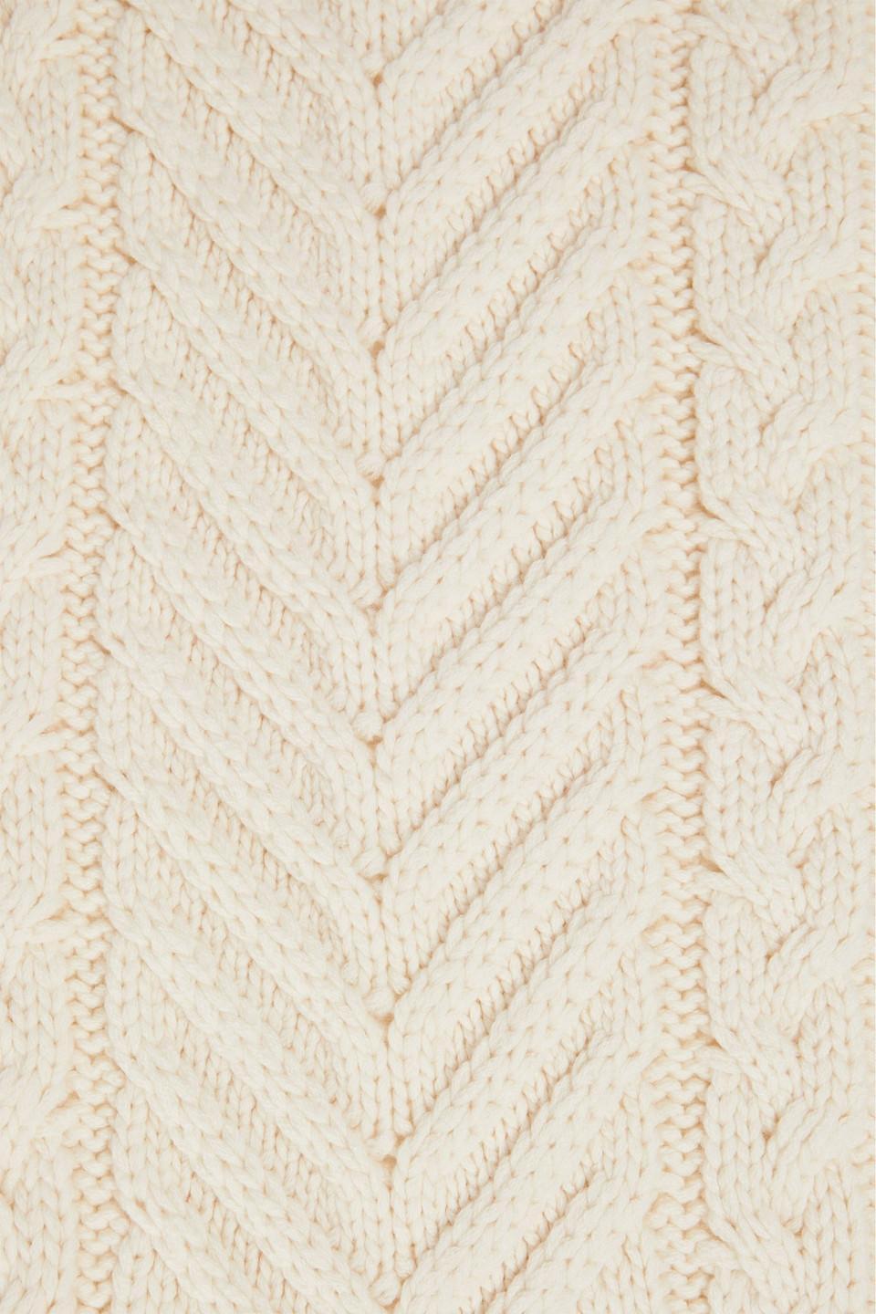 Cable-knit Merino Wool And Cashmere-blend Scarf In Ecru Product Image