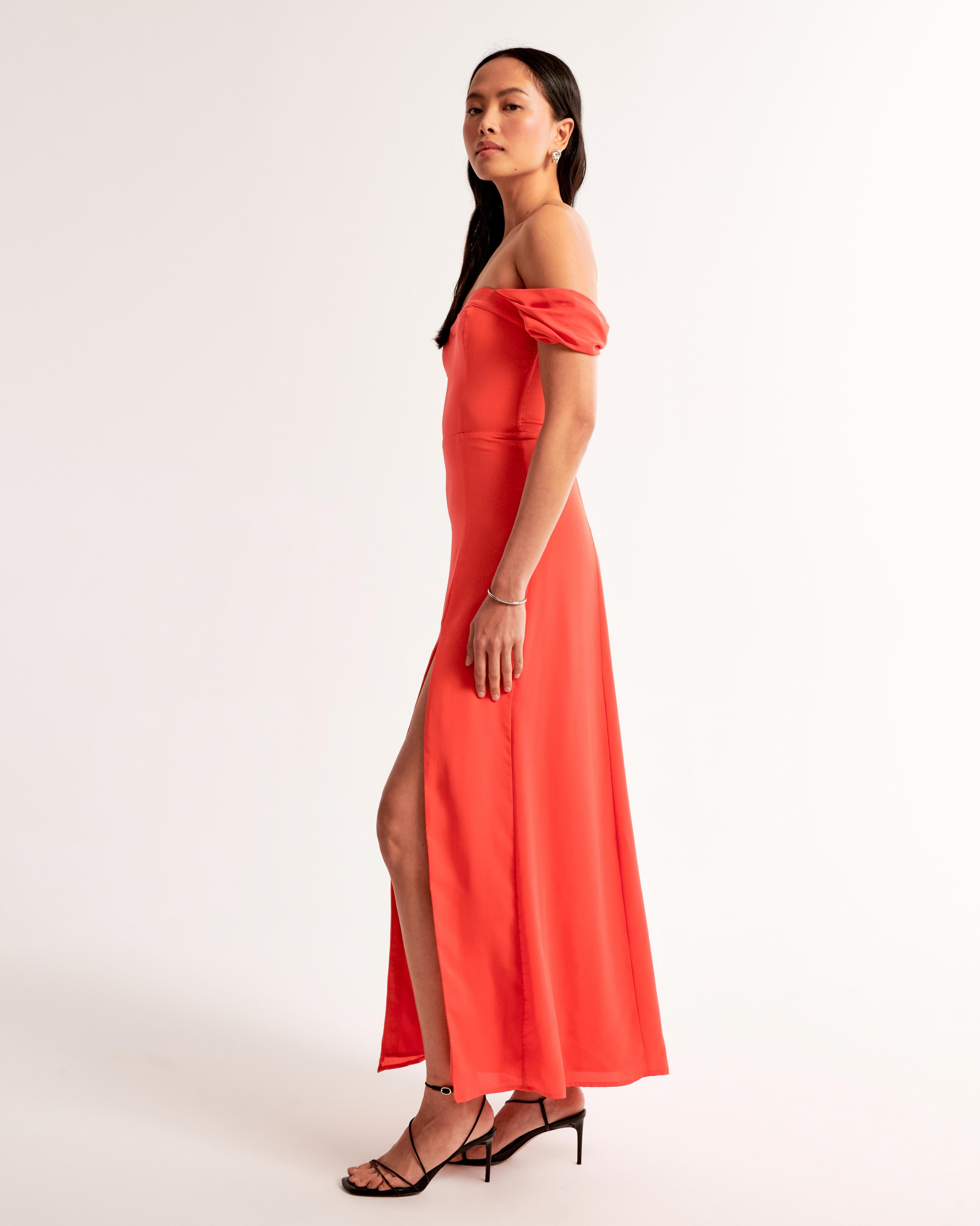 The A&F Camille Off-The-Shoulder Maxi Dress Product Image