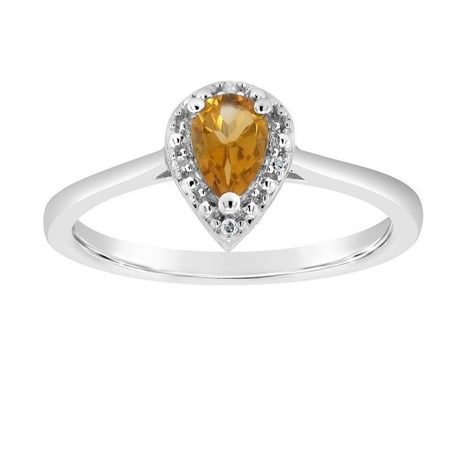 Celebration Gems Sterling Silver Pear Shaped Diamond Accent Frame Ring, Womens Orange Product Image