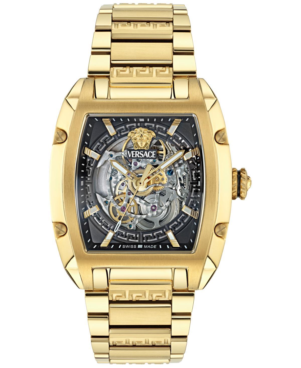 Versace Mens Dominus Skeleton Automatic Gold Tone Stainless Steel Bracelet Watch Product Image