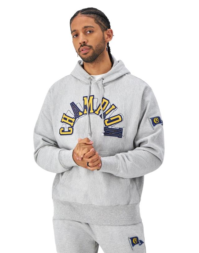 Mens Champion Reverse Weave Hoodie, Arch Logo Oxford Gray XL Product Image