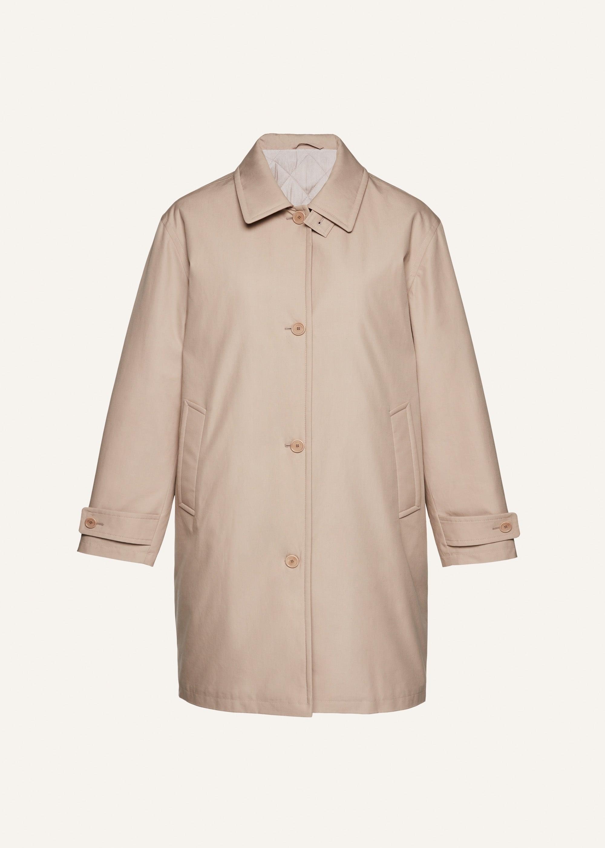 Ribbed high-neck wrap coat in beige Product Image