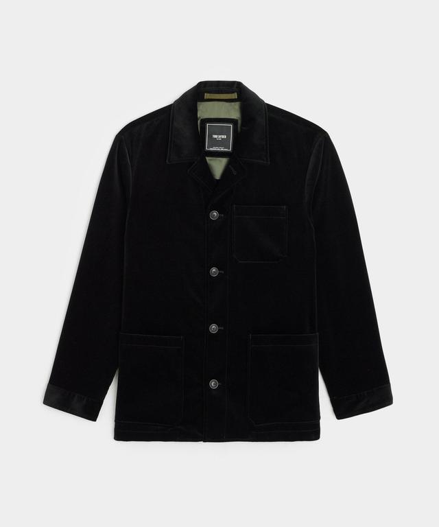 Italian Velvet Tailored Chore Coat in Black Product Image