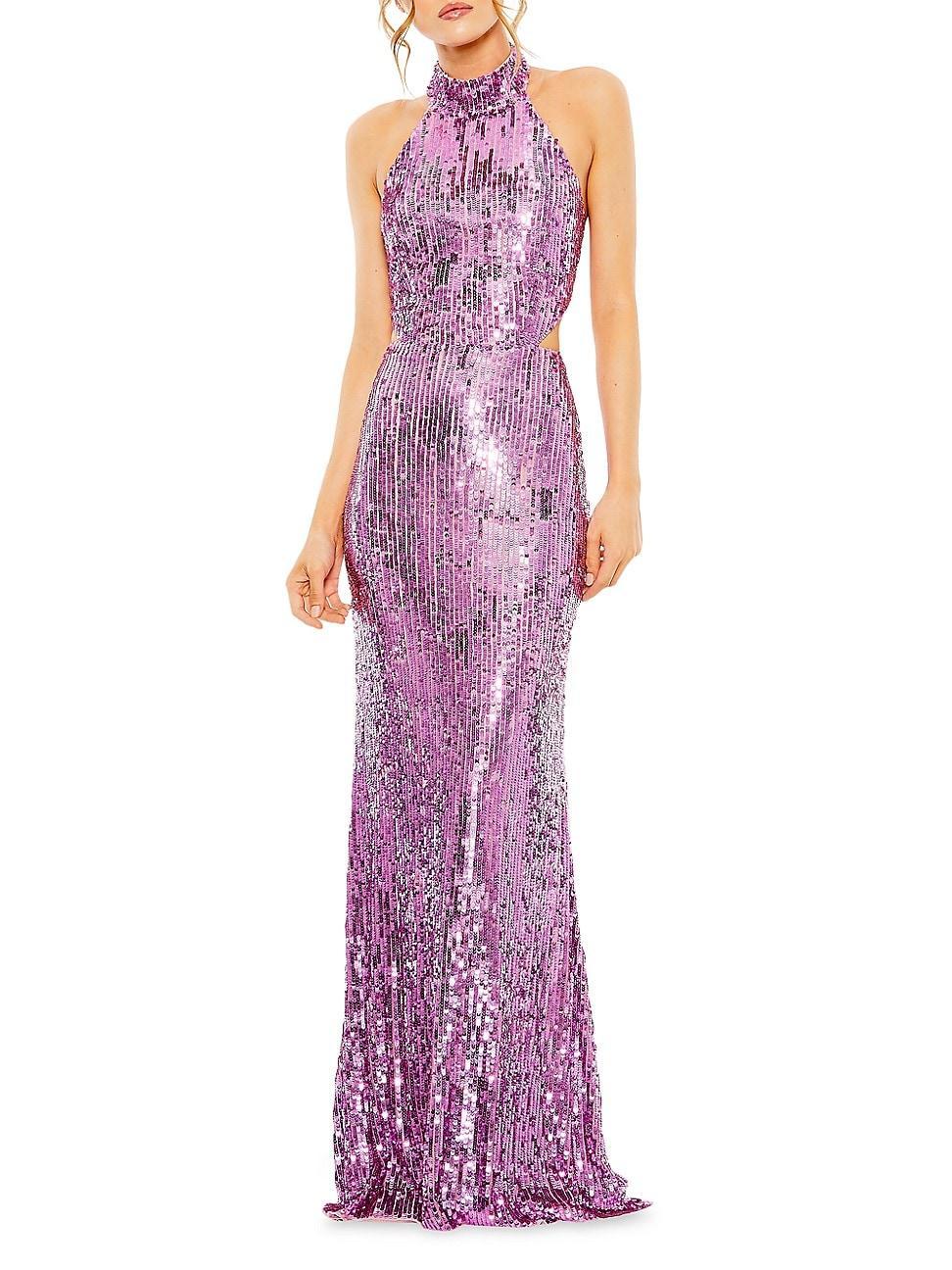 Womens Halterneck Sequin Gown Product Image