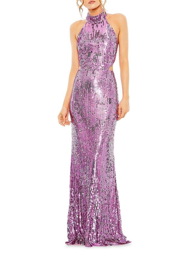 Womens Halterneck Sequin Gown Product Image