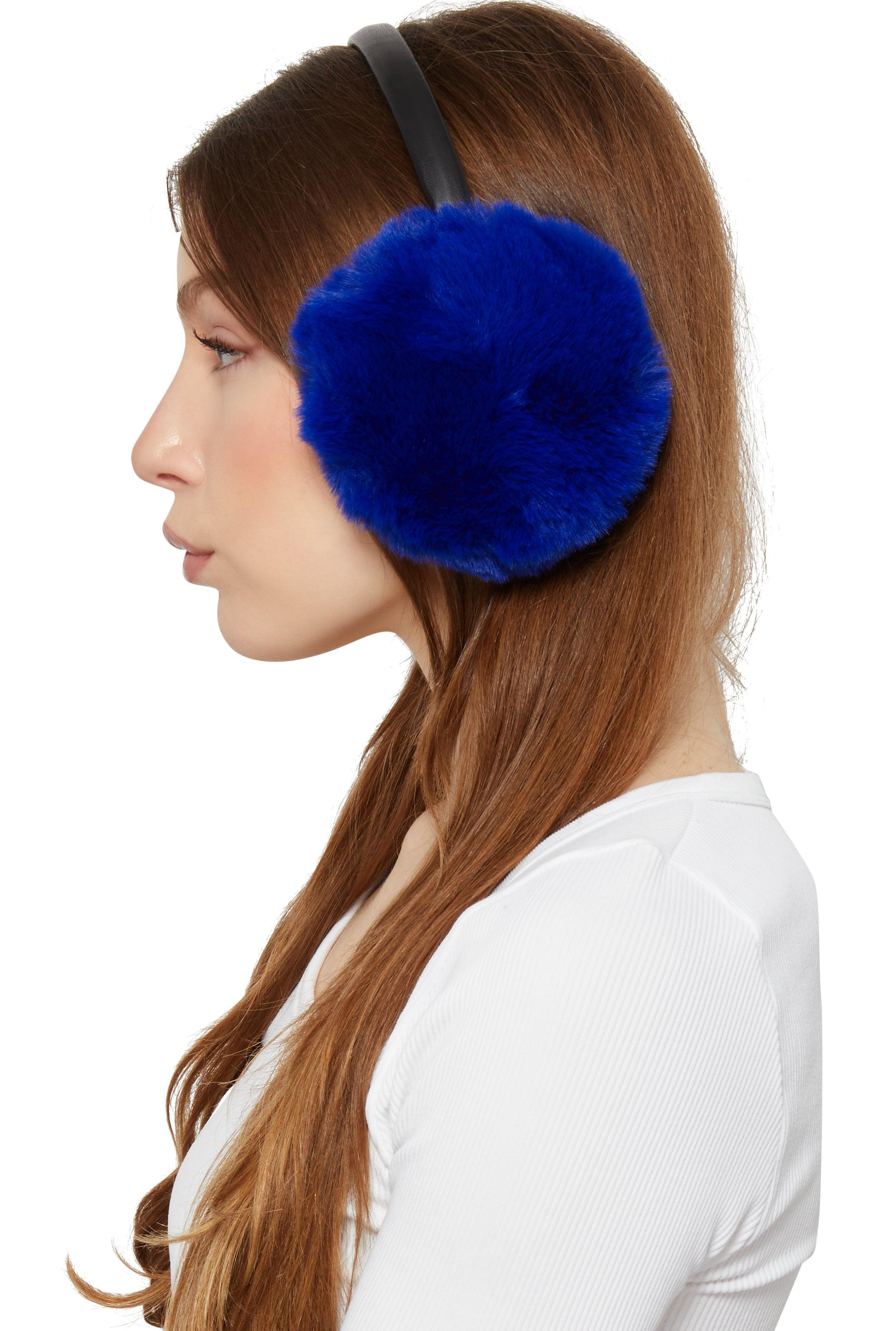 Faux Leather Band Faux Fur Earmuffs Female Product Image