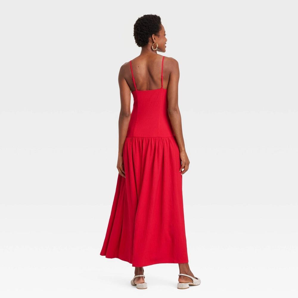 Womens Maxi Drop Waist Dress - A New Day Red XS Product Image