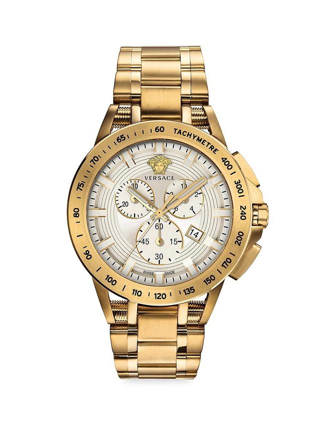 Mens Unisex Sport Tech IP Yellow Gold Chronograph Bracelet Watch Product Image