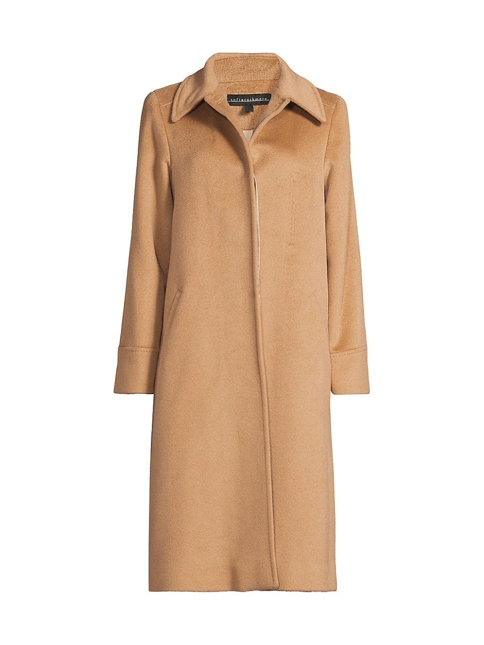 Womens Camel Hair Button-Front Coat product image