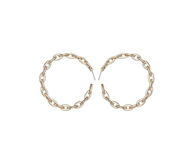 Chain Link Hoop Earrings for Women - Gold Product Image