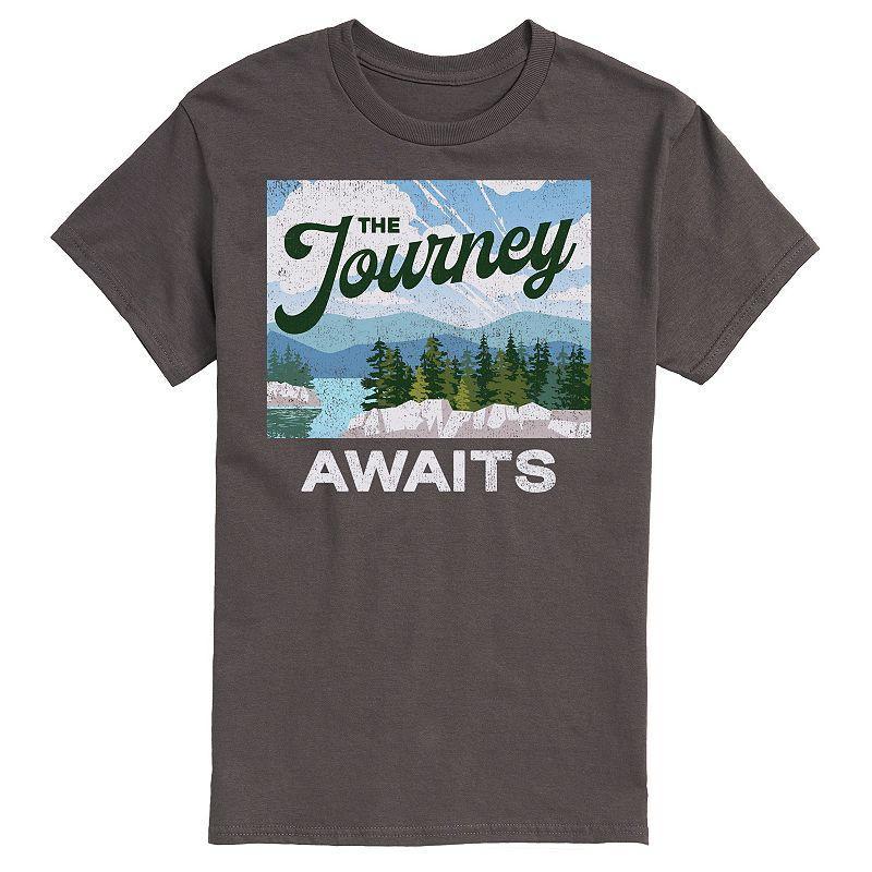 Mens The Journey Awaits Graphic Tee Grey Product Image