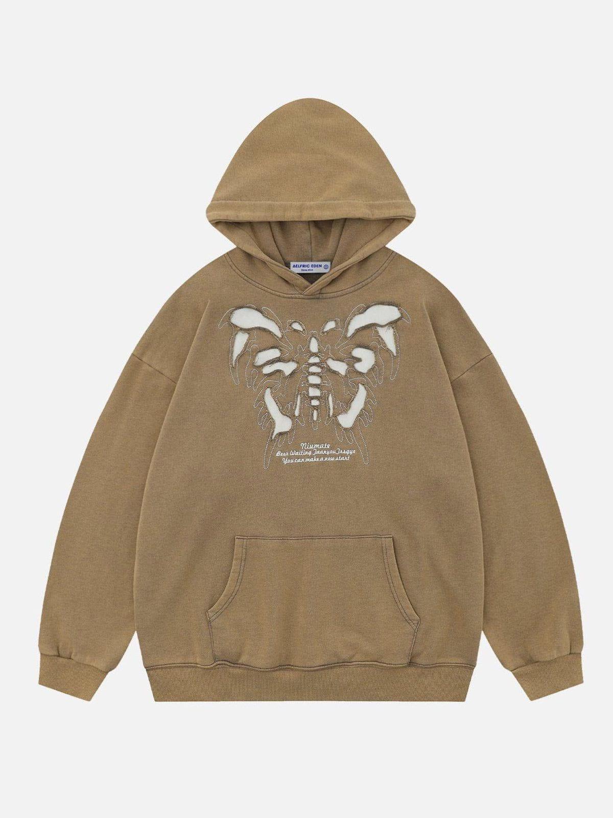 Aelfric Eden Washed Skeleton Butterfly Hoodie Product Image