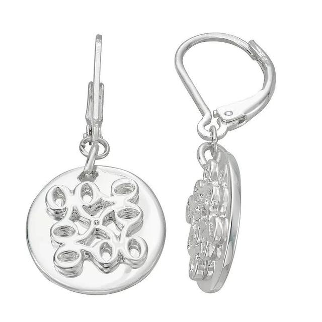 Nine West Silver Tone Disc Drop Leverback Earrings, Womens Product Image