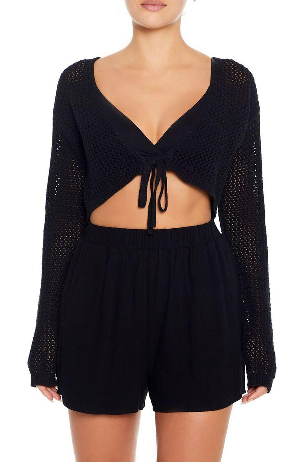 Crochet Tie-Front Cardigan Sweater | Forever 21 Product Image