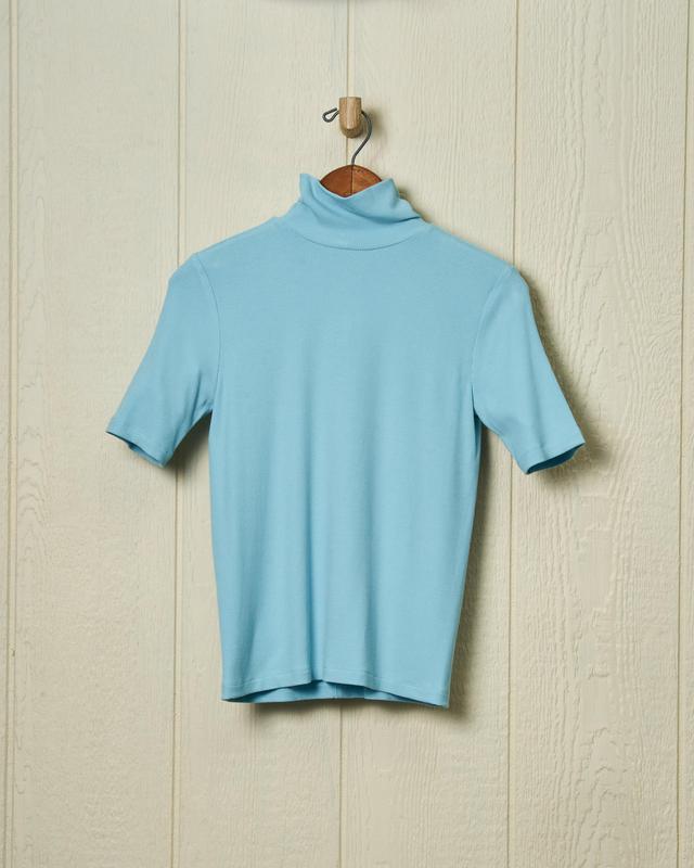 Chelsea Ribbed Knit Top in Aqua Product Image