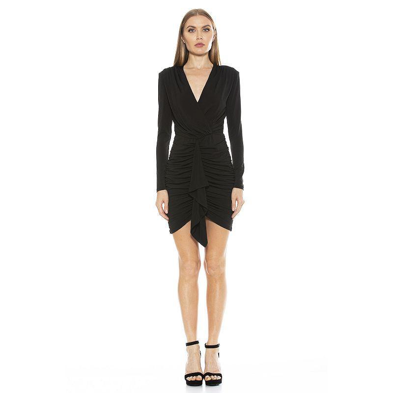 Womens ALEXIA ADMOR Long Sleeve Ruched Drape Mini Dress Product Image