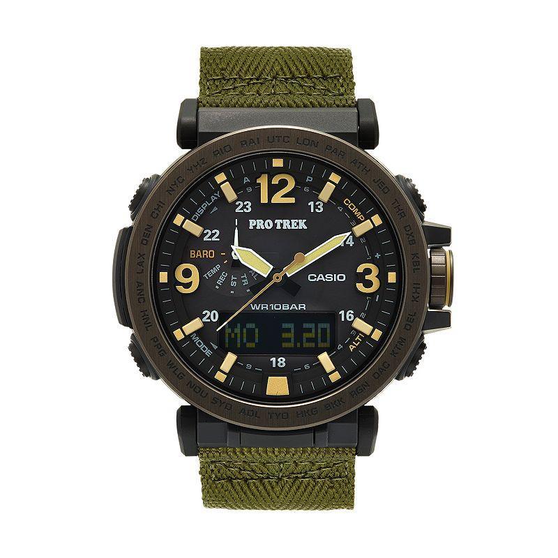 Casio Mens PRO TREK Triple Sensor Analog-Digital Tough Solar Watch - PRG-600YB-3CR, Green Product Image