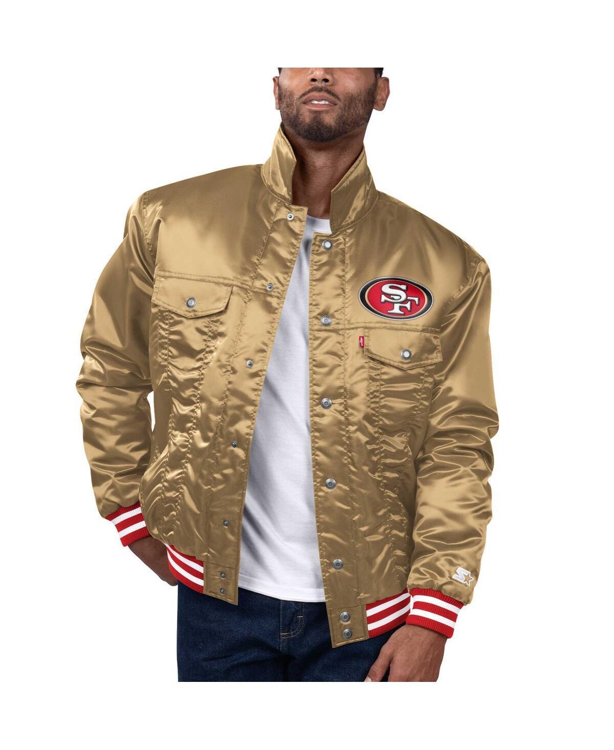 Levis x Starter Mens Gold San Francisco 49ers Silver Tab Trucker Full-Snap Jacket Product Image