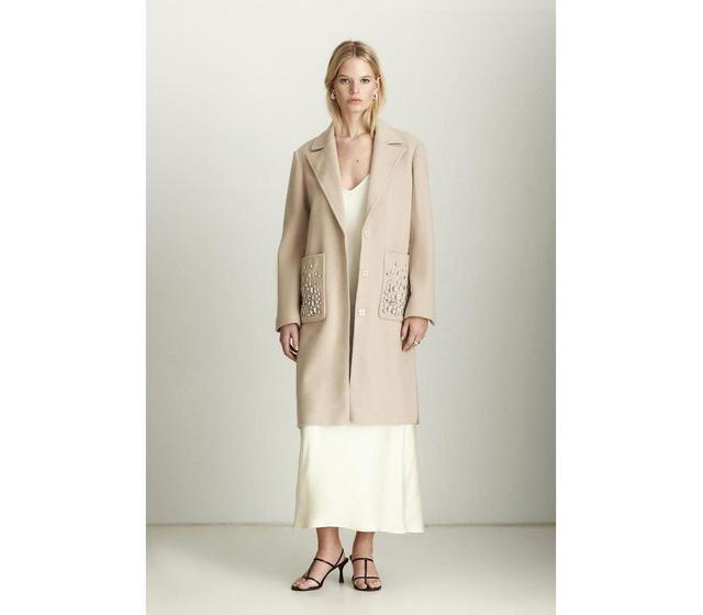 Womens Colette Crystal-Embellished Wool Coat Product Image