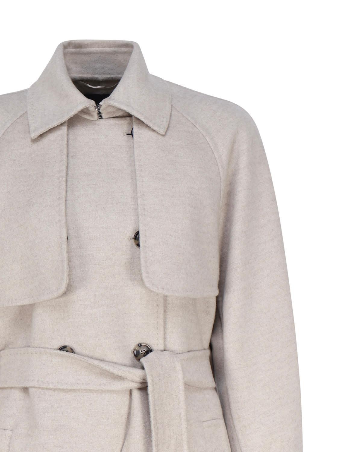 Beige Cashmere Oversize Trench Coat Product Image