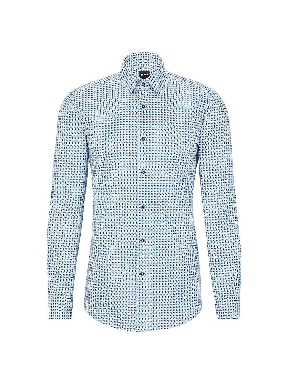 Mens Slim-Fit Shirt In Printed Stretch Cotton Product Image