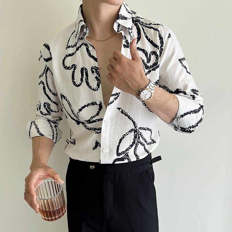 Floral Print Button-Up Shirt Product Image