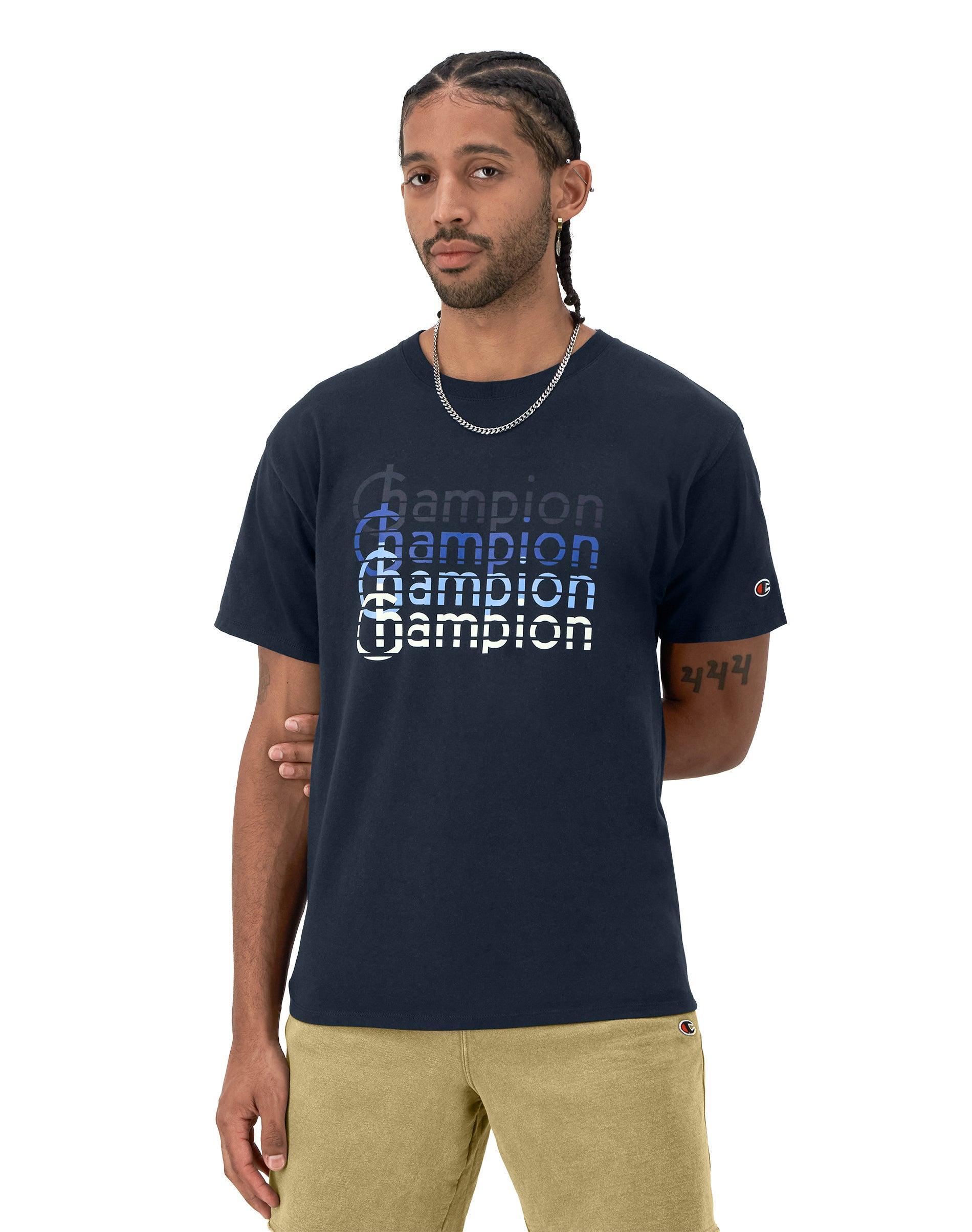 Mens Champion Classic Graphic T-Shirt, Retro Repeat Logo Natural M Product Image