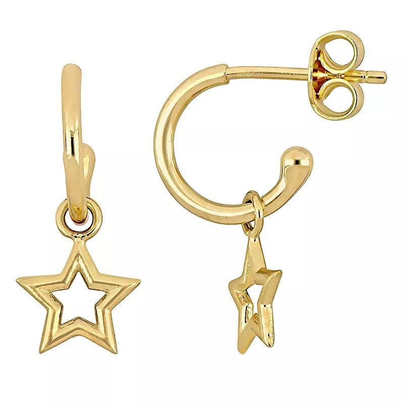 Stella Grace 14k Gold Star Drop Hoop Earrings, Womens Product Image