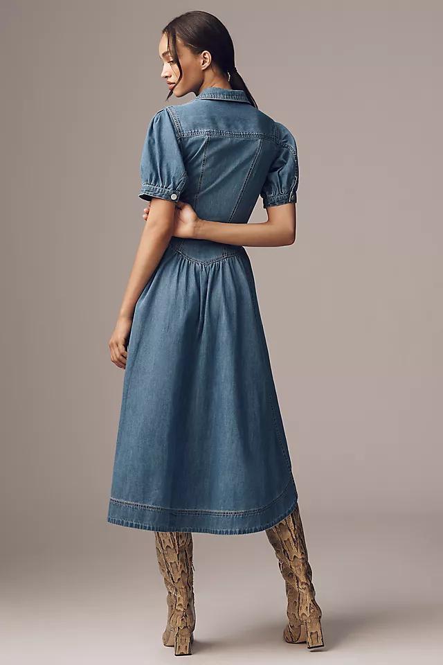 Pilcro Short-Sleeve Denim Midi Shirt Dress Product Image