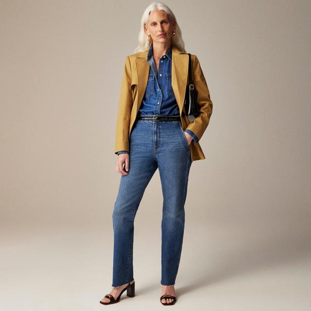 High-rise straight jean with slant pockets in 1996 semi-stretch Product Image