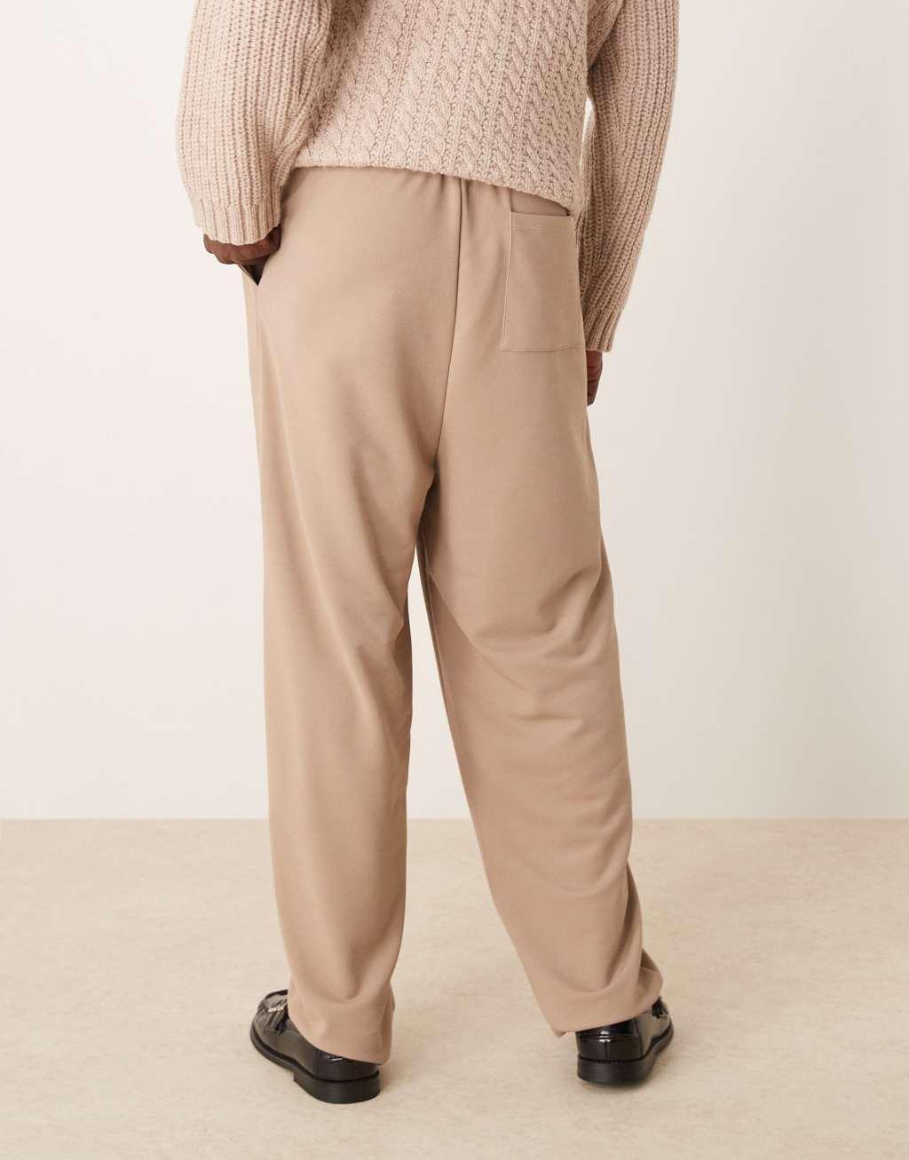 ASOS DESIGN super baggy crepe pants in beige Product Image