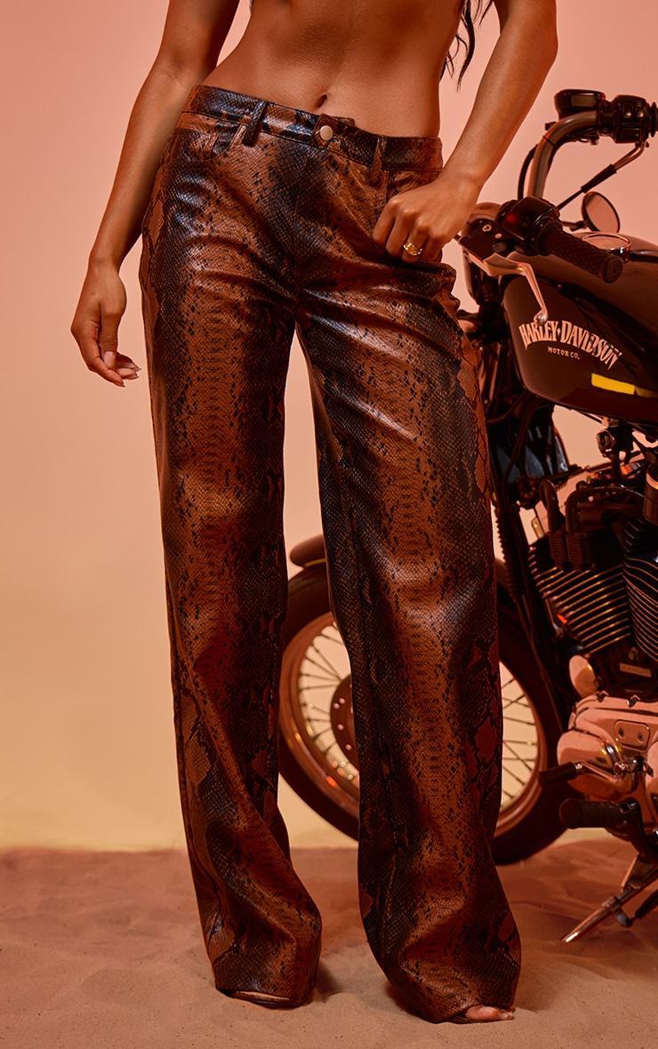 Brown Faux Snakeskin Trousers Product Image