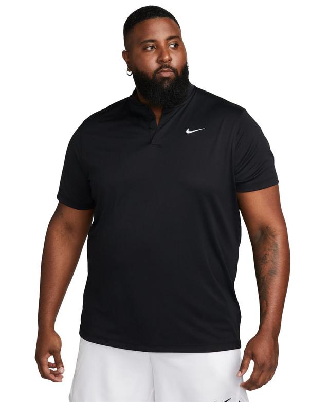 NikeCourt Mens Dri-fit Short Sleeve Tennis Blade Polo Shirt - Black/(white) Product Image