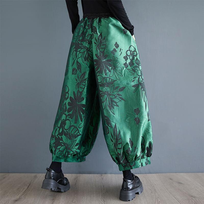 High Waist Floral Print Harem Pants Product Image