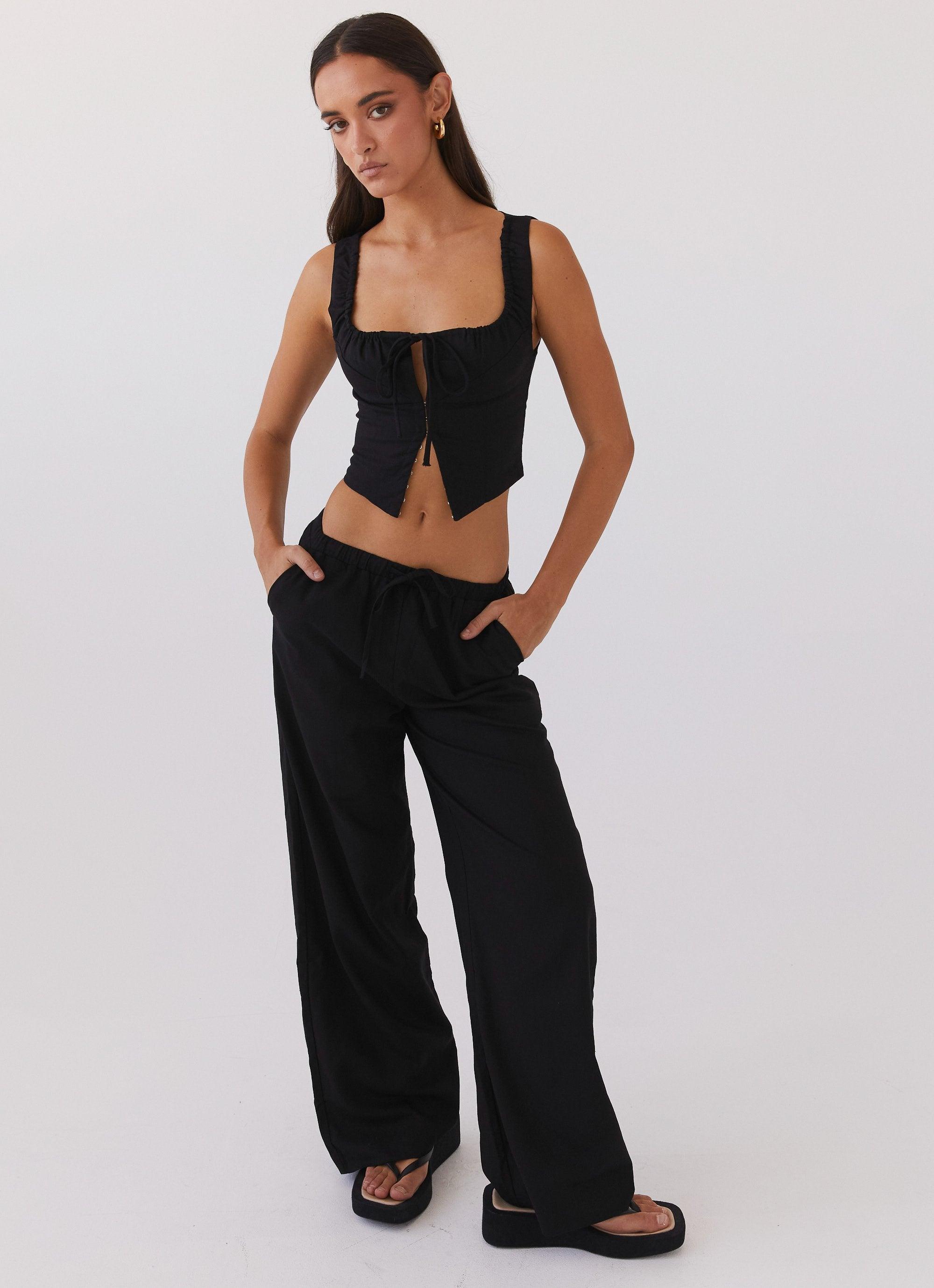 Fresh Face Linen Pants - Black Product Image