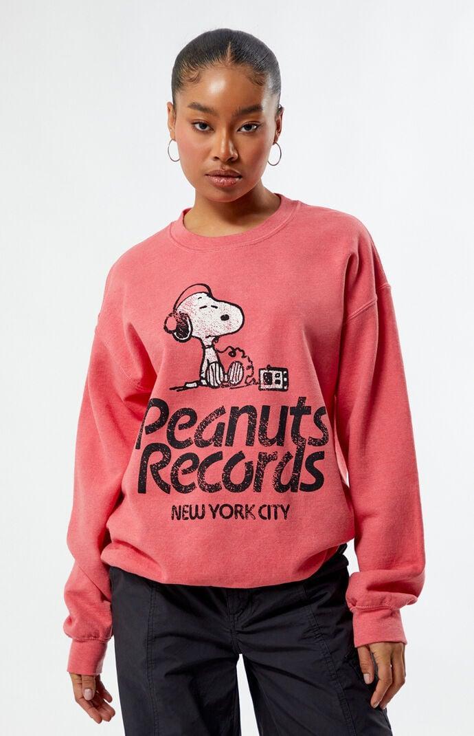 Peanuts Women's Records NYC Headphones Crew Neck Sweatshirt Product Image