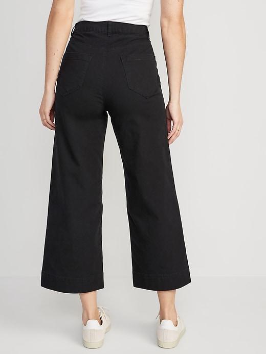 High-Waisted Crop Chino Wide-Leg Pants Product Image