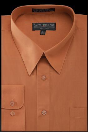 Basic Dress Shirt Regular Fit in Rust Product Image