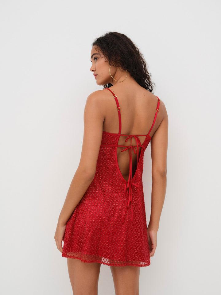 Glitter Slip Dress — Red Product Image