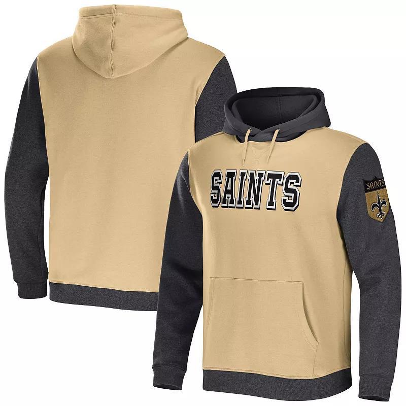 Mens NFL x Darius Rucker Collection by Fanatics /Charcoal New Orleans Saints Colorblock Pullover Hoodie Product Image