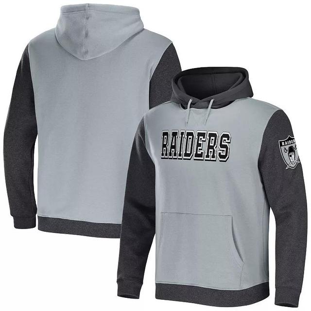 Mens NFL x Darius Rucker Collection by Fanatics Gray/Charcoal Las Vegas Raiders Colorblock Pullover Hoodie Product Image