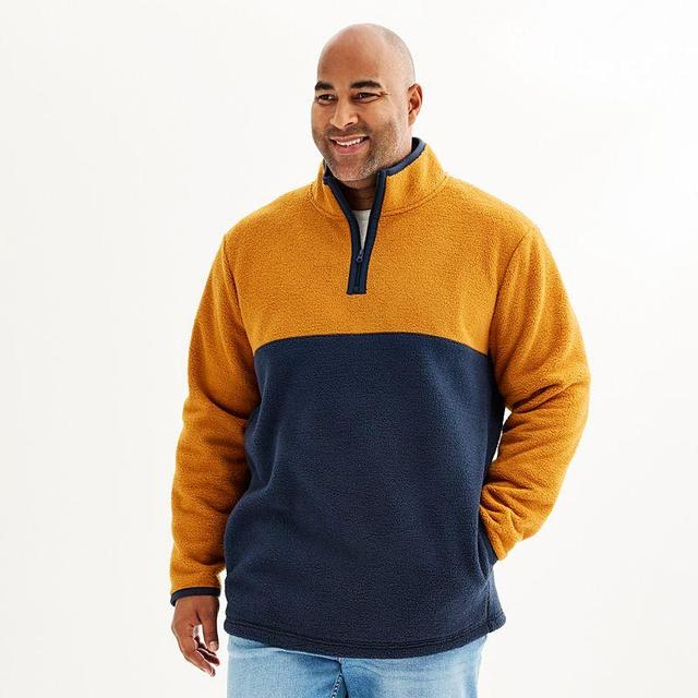 Big & Tall Sonoma Goods For Life Quarter Zip Arctic Fleece, Mens Blue Red Product Image