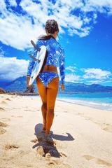 Moana Long Sleeved Crop Rashie - La Jolla Female Product Image