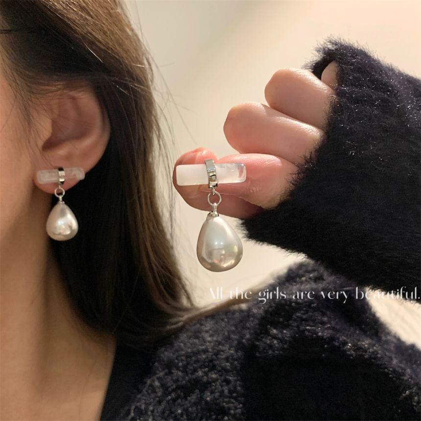 Gemstone Faux Pearl Dangle Earrings Product Image