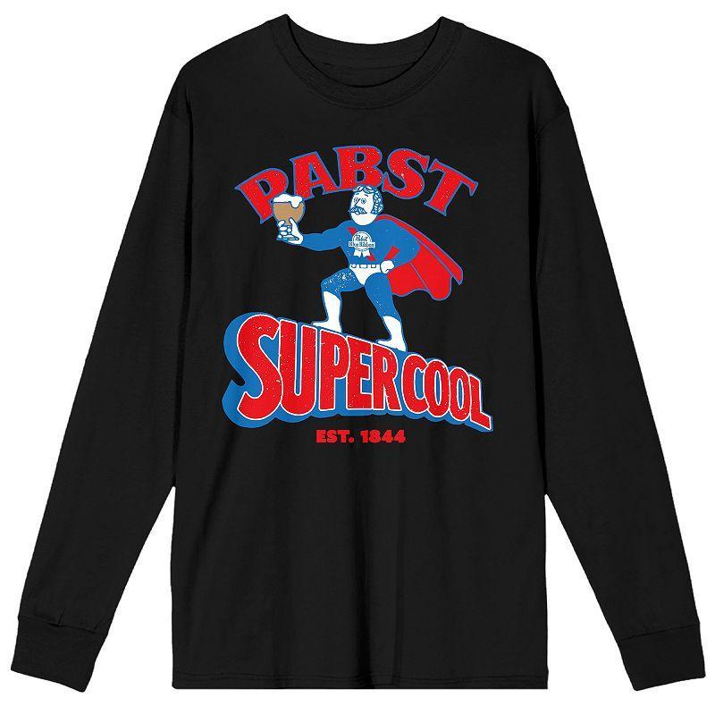 Mens Pabst Blue Ribbon Superhero Long Sleeve Tee Product Image