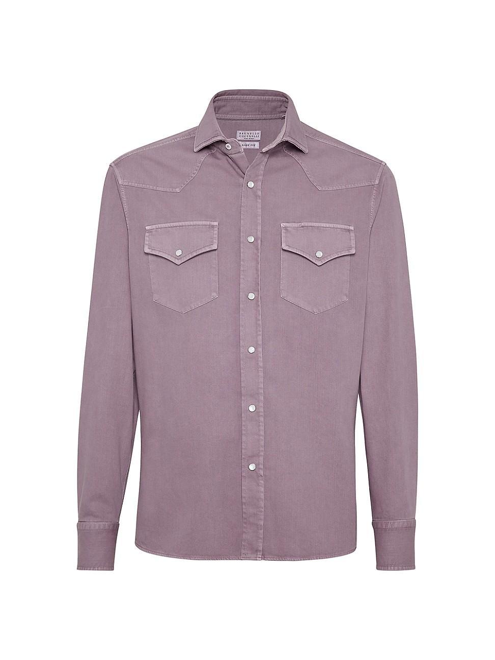 Mens Easy Fit Western Shirt In Lightweight Denim Product Image