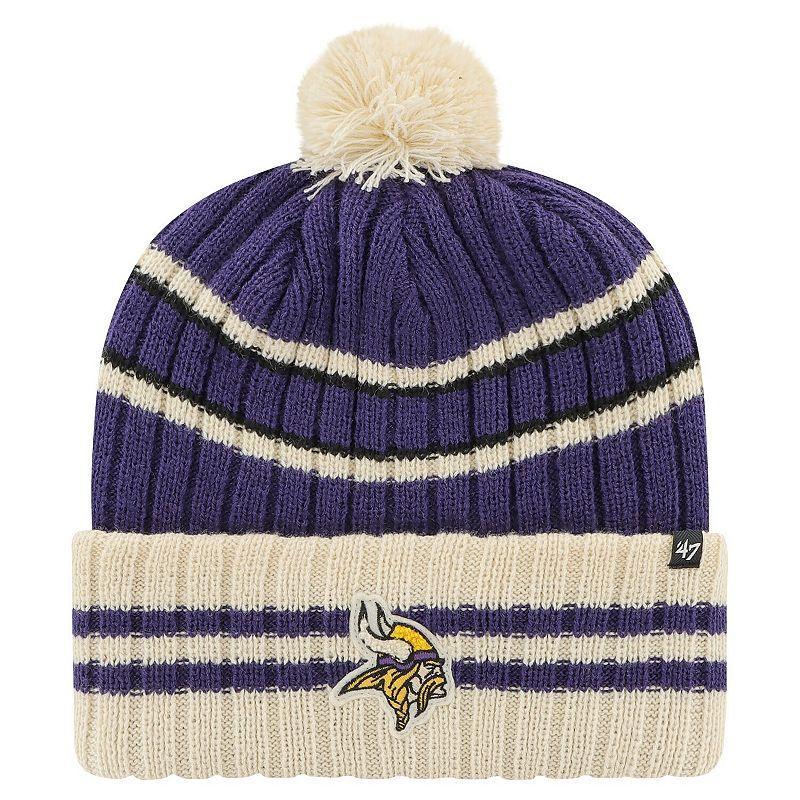 Mens 47 /Cream Minnesota Vikings No Huddle Cuffed Knit Hat with Pom Product Image